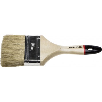 0102-100 | Кисть плоская, светлая натуральная щетина, деревянная ручка,100мм, STAYER UNIVERSAL-EURO-0