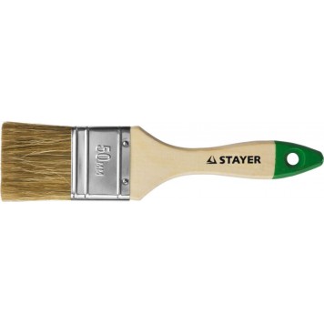 01031-50 | Кисть плоская, смешанная (натуральная и искусственная) щетина, деревянная ручка, 50мм, STAYER LASUR-STANDARD-2