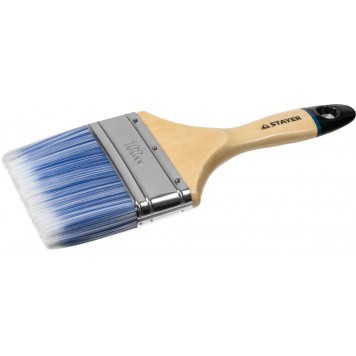 01062-100 | Кисть плоская для воднодисперсионных и акриловых ЛКМ, искусств щетина, деревян ручка, 4"/100мм, STAYER AQUA, EURO-0