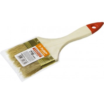 01099-075_z01 | Кисть плоская светлая щетина, деревянная ручка, 75мм, ЗУБР УНИВЕРСАЛ-ОПТИМА-4