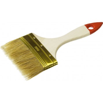 01099-100_z01 | Кисть плоская светлая щетина, деревянная ручка, 100мм, ЗУБР УНИВЕРСАЛ-ОПТИМА-0