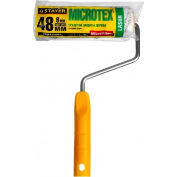 0341-18 | Валик МИКРОВОЛОКНО малярный в сборе, ворс 9 мм, бюгель 8 мм, 48x180мм, STAYER PROFI-1