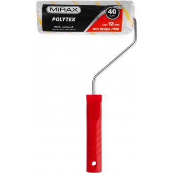 03716-18 | Валик малярный 180 мм, d=40 мм, ворс 12 мм, ручка d=6 мм, MIRAX POLYTEX-3