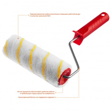 03716-18 | Валик малярный 180 мм, d=40 мм, ворс 12 мм, ручка d=6 мм, MIRAX POLYTEX-4