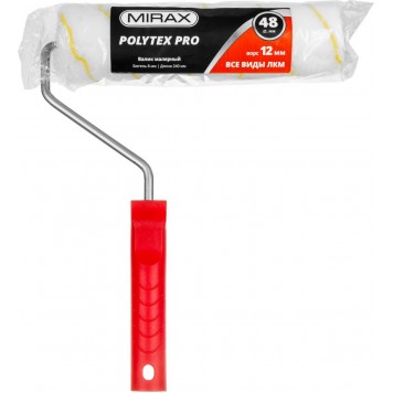 03816-24 | Валик малярный 240 мм, d=48 мм, ворс 12 мм, ручка d=8 мм, MIRAX POLYTEX PRO-3