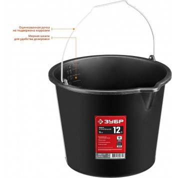 06093-12_z02 | 12л, ведро строительное пластмассовое, высокопрочное, с носиком, ЗУБР-1