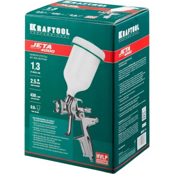 06555-1.3 | Краскопульт пневматический Jeta 4000, HVLP, c верхним бачком, 1,3мм, KRAFTOOL PRO-3
