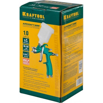 06565-1.0 | Краскопульт пневматический HVLP, c верхним бачком, 1,0мм, KRAFTOOL AIRKRAFT MINI-3