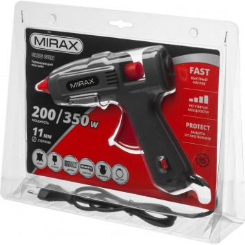 06807 | Пистолет клеевой (термоклеящий) электрический, 200Вт/350Вт, 220В, 11мм, MIRAX-1