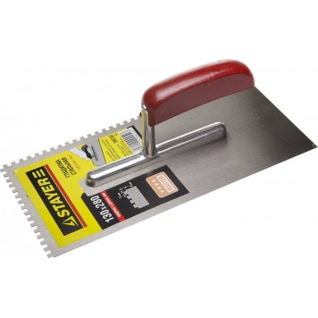 0801-04 | 130х280 мм, 4х4 мм, гладилка штукатурная зубчатая стальная с деревянной ручкой, STAYER-0