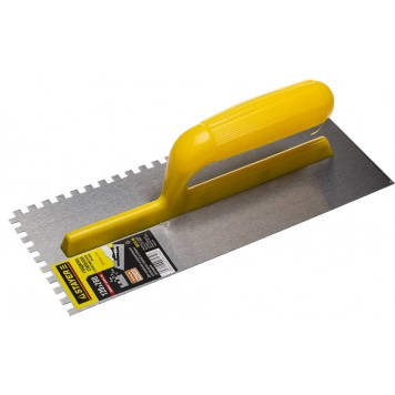 08012-06 | 120х280 мм, 6х6 мм, гладилка штукатурная зубчатая стальная с пластиковой ручкой, STAYER-0