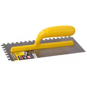 08012-08 | 120х280 мм, 8х8 мм, гладилка штукатурная зубчатая стальная с пластиковой ручкой, STAYER-0