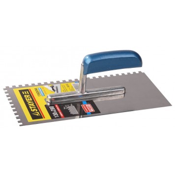 0802-06 | 130х280 мм, 6х6 мм, гладилка штукатурная зубчатая нержавеющая с деревянной ручкой, STAYER PROFI-0