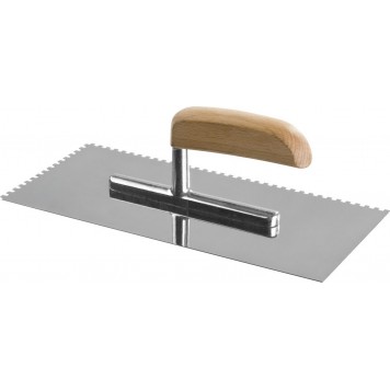 0806-04_z01 | 130х280 мм, 4х4 мм, гладилка штукатурная зубчатая нержавеющая с деревянной буковой ручкой, ЗУБР ЭКСПЕРТ-2