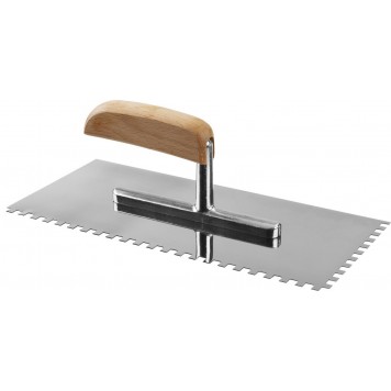 0806-06_z01 | 130х280 мм, 6х6 мм, гладилка штукатурная зубчатая нержавеющая с деревянной буковой ручкой, ЗУБР ЭКСПЕРТ-0