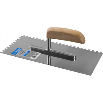 0806-06_z01 | 130х280 мм, 6х6 мм, гладилка штукатурная зубчатая нержавеющая с деревянной буковой ручкой, ЗУБР ЭКСПЕРТ-1