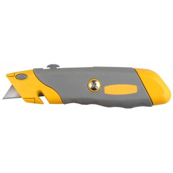 09233 | Нож металлический корпус, с выдвижным трапециевидным лезвием, 5 запасных лезвий, STAYER PROFI-0