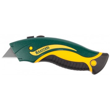 09241_z01 | Нож металлический, с запасными выдвижным трапец лезвиями, 5шт, усил корпус, быстрая замена лезвия, тип "А24",19мм, KRAFTOOL WERK-0