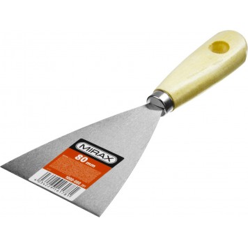 1000-080_z01 | Шпатель стальной 80 мм, деревянная ручка, MIRAX-1