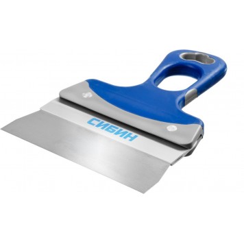 10085-15 | Шпатель ФАСАДНЫЙ нержавеющий, алюминиевая направляющая, 2к ручка, 150мм, СИБИН-0