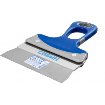 10085-15 | Шпатель ФАСАДНЫЙ нержавеющий, алюминиевая направляющая, 2к ручка, 150мм, СИБИН-2