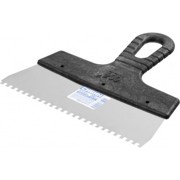 10089-20-04_z01 | Шпатель нержавеющий зубчатый, с пластмассовой ручкой, зуб 4х4мм, 200мм, СИБИН-2