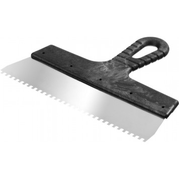 10089-25-04_z01 | Шпатель нержавеющий зубчатый, с пластмассовой ручкой, зуб 4х4мм, 250мм, СИБИН-0