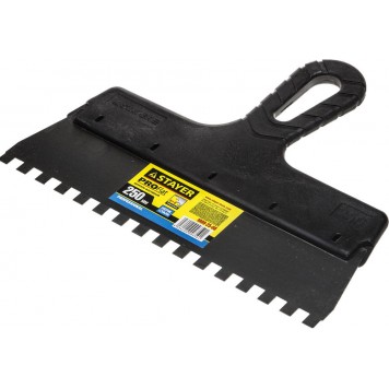 1009-25-08 | Шпатель нержавеющий зубчатый с пластмассовой ручкой, 250мм, зуб 8х8мм, STAYER PROFESSIONAL-0
