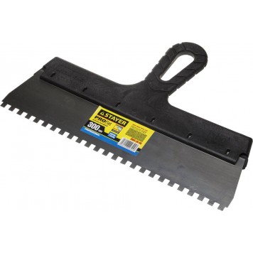 1009-30-06 | Шпатель нержавеющий зубчатый с пластмассовой ручкой, 300мм, зуб 6х6мм, STAYER PROFESSIONAL-0