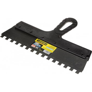1009-30-10 | Шпатель нержавеющий зубчатый с пластмассовой ручкой, 300мм, зуб 10х10мм, STAYER PROFESSIONAL-0