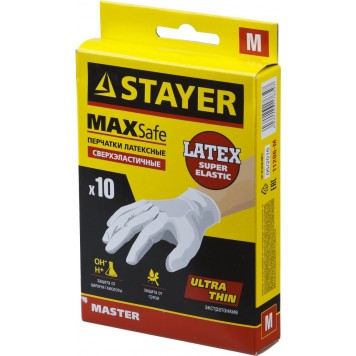 11206-M | Перчатки латексные экстратонкие, M, 10шт, STAYER MASTER-2