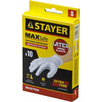 11206-S | Перчатки латексные экстратонкие, S, 10шт, STAYER MASTER-2