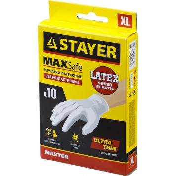 11206-XL | Перчатки латексные экстратонкие, XL, 10шт, STAYER MASTER-2