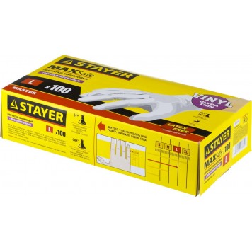 11207-L | Перчатки виниловые экстратонкие, L, 100шт, STAYER MASTER-2