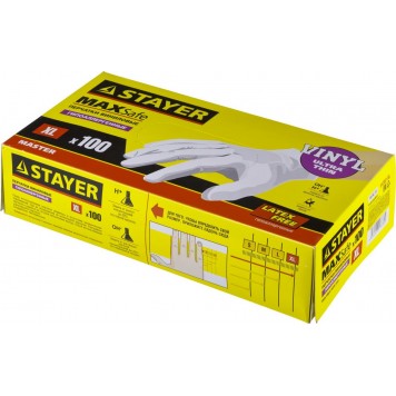 11207-XL | Перчатки виниловые экстратонкие, XL, 100шт, STAYER MASTER-2