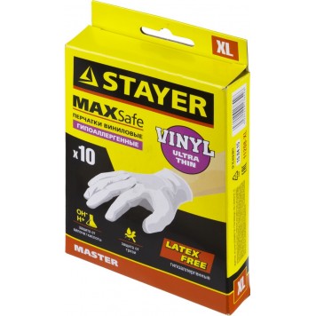 11208-XL | Перчатки виниловые экстратонкие, XL, 10шт, STAYER MASTER-2