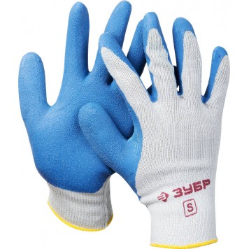 11260-S | Перчатки рабочие с резиновым рельефным покрытием, размер S, ЗУБР ЭКСПЕРТ-0