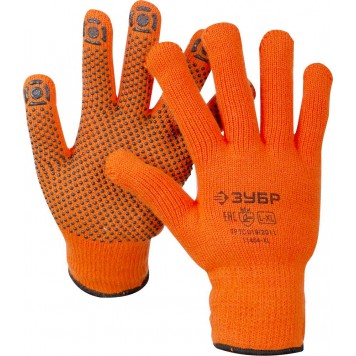 11464-XL | Размер L-XL, перчатки утепленные с начёсом, акриловые, с ПВХ покрытием (точка)., ЗУБР ПРОФЕССИОНАЛ-0