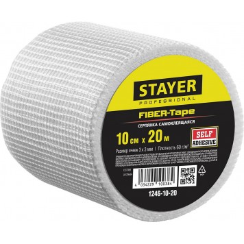 1246-10-20 | Серпянка самоклеящаяся FIBER-Tape, 10 см х 20м, STAYER PROFESSIONAL-0