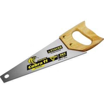 1515-35 | Ножовка многоцелевая компактная (пила) 350 мм,11 TPI, прямой мелкий зуб, точный рез вдоль и поперек волокон разных материалов, STAYER COBRA TOOLBOX-0