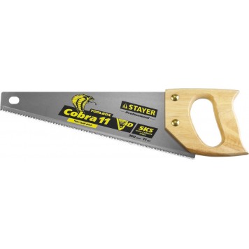 1515-35 | Ножовка многоцелевая компактная (пила) 350 мм,11 TPI, прямой мелкий зуб, точный рез вдоль и поперек волокон разных материалов, STAYER COBRA TOOLBOX-1