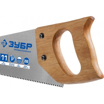 15150-35 | Ножовка для тонкого пиления, прямой мелкий закаленный зуб, пластмассовая ручка, шаг зуба 2,3мм, 350мм, ЗУБР ЭКСПЕРТ-3