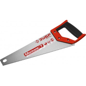 1537-35_z01 | Ножовка универсальная (пила) 350 мм, 7 TPI, закалка, рез вдоль и поперек волокон, для средних заготовок, фанеры, ДСП, МДФ, ЗУБР МОЛНИЯ-7-0