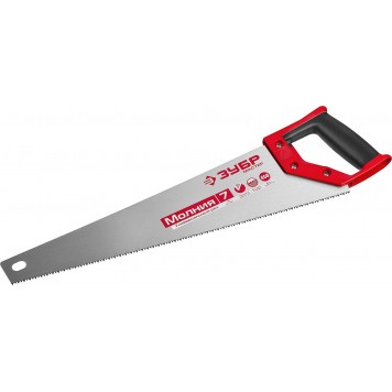 1537-45_z01 | Ножовка универсальная (пила) 450 мм, 7 TPI, закалка, рез вдоль и поперек волокон, для средних заготовок, фанеры, ДСП, МДФ, ЗУБР МОЛНИЯ-7-0