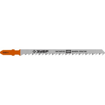 15582-4_z02 | Полотна T301CD, для эл/лобзика, Cr-V, по дереву, T-хвост., шаг 4мм, 100мм, 2шт, ЗУБР ПРОФЕССИОНАЛ-0