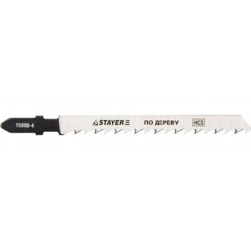 15990-4_z01 | Полотна, T101D, для эл/лобзика, HCS, по дереву, ДСП, ДВП, T-хвост., шаг 4мм, 75мм, 2шт, STAYER PROFI-0