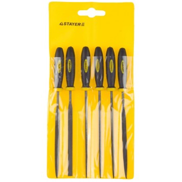 16010-H6_z01 | Набор Надфили с двухкомпонентной ручкой, 100мм, 6шт, STAYER PROFI-1