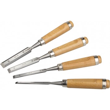 18096-H4 | Набор стамесок-долот "СТ 500" с деревянными ручками, хромованадиевых, 6/10/16/20мм, 4шт, ЗУБР ПРОФЕССИОНАЛ-0