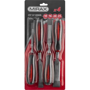 1810-H4 | Набор: Стамески с двухкомпонентной прозрачной рукояткой в блистере, 4шт, MIRAX-2