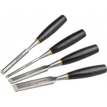 1820-H4 | Набор: Стамески плоские с пластмассовой ручкой, 6/12/18/25, 4шт, STAYER-0